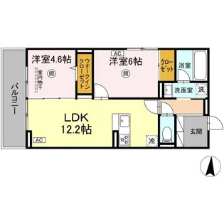 リヴィエール友丘【2階】の間取り