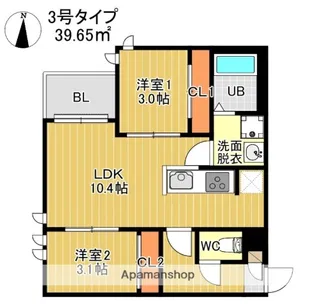 GRANDTIC COURT 別府【2階】の間取り