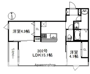 NEXUS姪浜【3階】の間取り