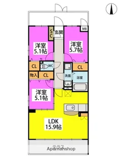 テラフォルトゥーナ【4階】の間取り
