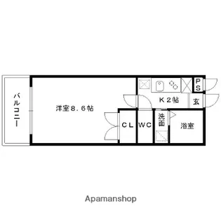 プレシャス天神南【6階】の間取り