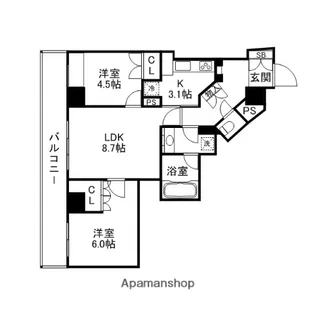 グランアルト天神タワー【8階】の間取り