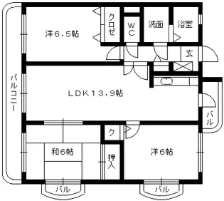 エクセレントパレス城南【3階】の間取り