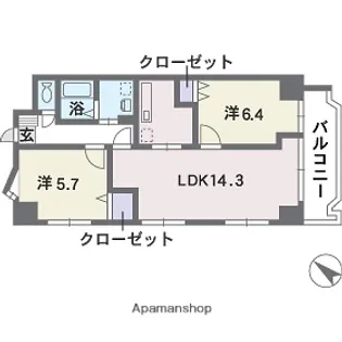 ティ・ファインズ平尾【7階】の間取り