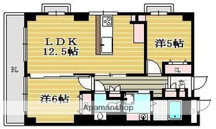シャンボール舞鶴【9階】の間取り