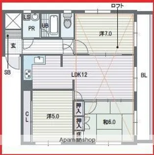 シエスタ平和【3階】の間取り