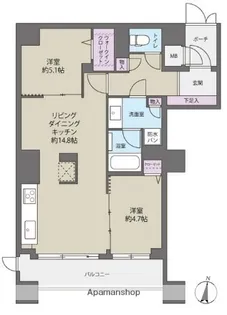 サンリベラ・プライム天神大名レジデンス【2階】の間取り