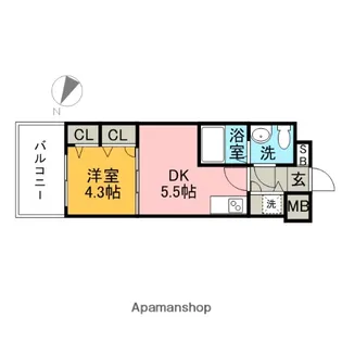 F・PARC西新【7階】の間取り