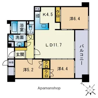 グランドメゾン地行二丁目【4階】の間取り