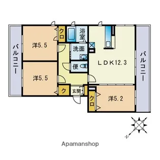ルシオ高宮【3階】の間取り