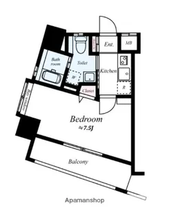 ベネフィス赤坂【7階】の間取り