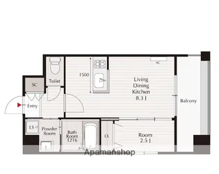 1LDKの間取り画像