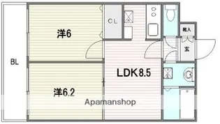 エステート・モア天神AXIS【6階】の間取り