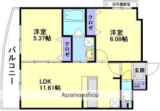 ルッシェ渡辺通【9階】の間取り