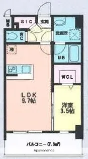 ルッシェ天神東S棟【3階】の間取り