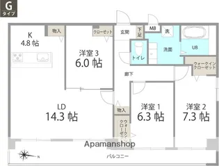 LA GRANDE大濠【5階】の間取り