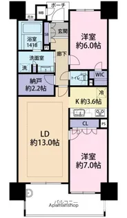 2LDKの間取り画像