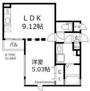グレージュ大橋【3階】の間取り