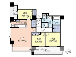 グランドメゾン浄水ガーデンシティセントラルフォレストⅡ【14階】の間取り