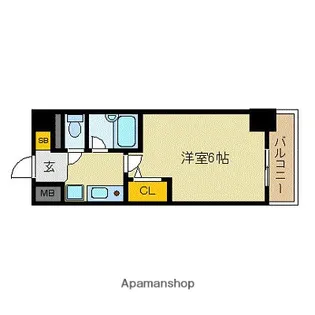 エスリード天神第2【6階】の間取り