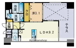 アクロス大濠公園グランビュー【9階】の間取り
