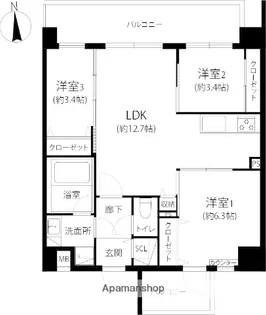 MODERN ASPIRATION 大濠公園【3階】の間取り