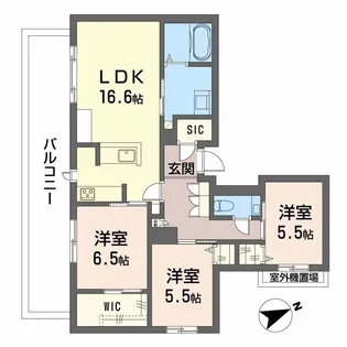 シャーメゾン六本松南【4階】の間取り