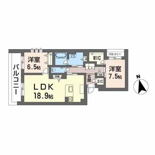 ワイエア平尾浄水【2階】の間取り