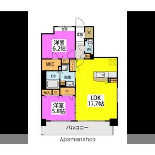 ビオネ美野島【4階】の間取り