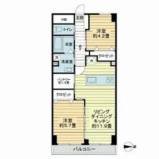 ベルザ西公園【2階】の間取り