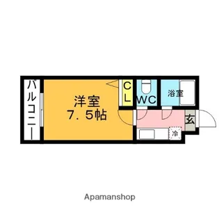 ウィザード九工大前【44号室】の間取り