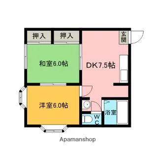 コーポ桂川【102.号室】の間取り