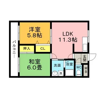 シェーネスハイム【1階】の間取り