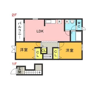 シャン・ド・フルールB【2階】の間取り