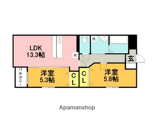 グランドゥール有安【501号室】の間取り