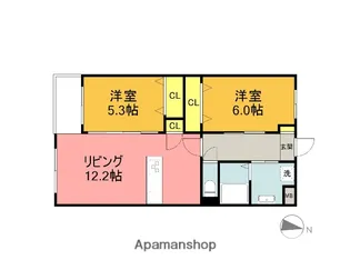 グランドゥール立岩 2番館【204号室】の間取り