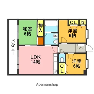 ラフィーヌ緑ヶ丘【4階】の間取り