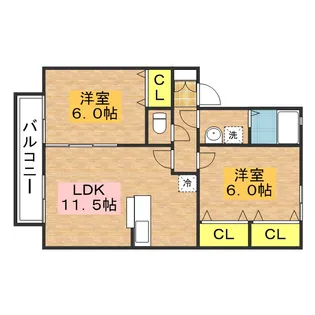 ヴィルヌーブA・S【103号室】の間取り