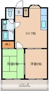 コンドミニアム周船寺【102号室】の間取り