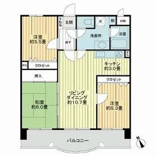 ライオンズマンションシーサイド今宿【0204号室】の間取り