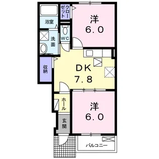 プロムナード ソレイユB【1階】の間取り