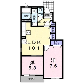 ライフコートウエストA【1階】の間取り