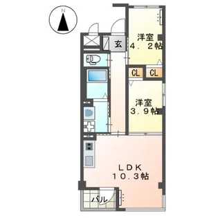 ユニヴァリィ麻生【00201号室】の間取り