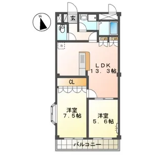エクセル ハイツK【206号室】の間取り