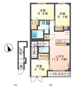 トレゾール・ハマサキ【00205号室】の間取り