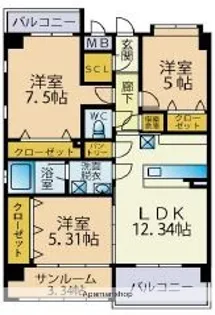 サフランサンク【501号室】の間取り