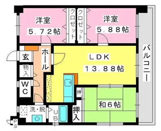 オークス【4階】の間取り