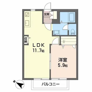 1LDKの間取り画像