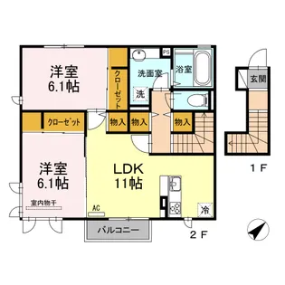 DーLUMIUS双水【206号室】の間取り