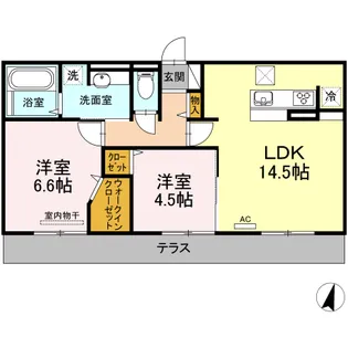 2LDKの間取り画像